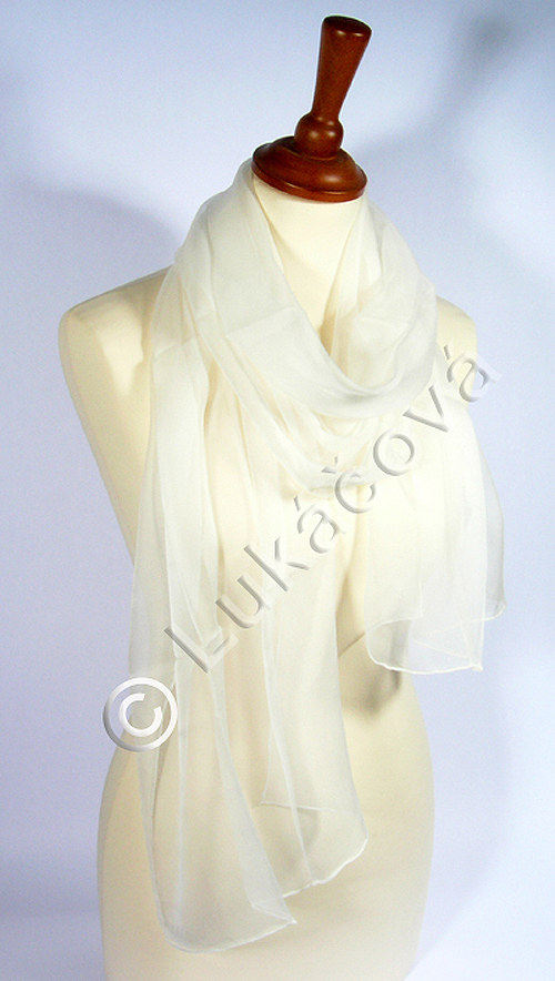 HEDVÁBNÁ ŠÁLA bílá - Chiffon 3,5 - různé rozměry