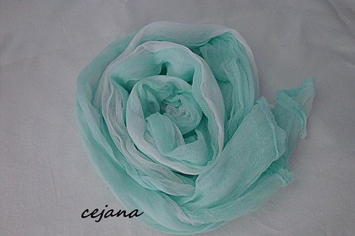 Šála z fáčoviny -zeleno -bílá — foto 1