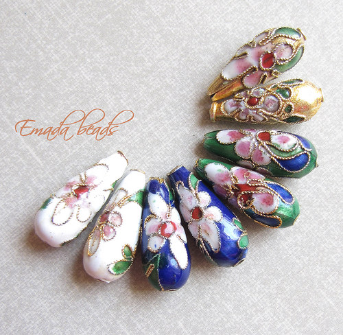 Cloisonne kapka zelená, 2,1 cm — foto 1