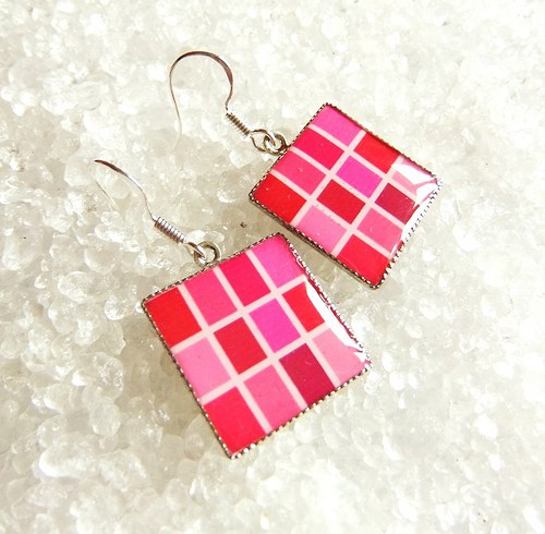 Cubes náušnice square (raspberry) — foto 1