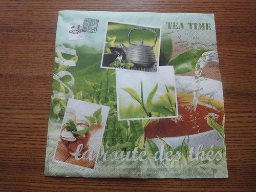 Ubrousek na decoupage - čaj v novém
