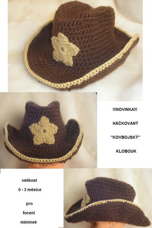 Háčkovaný "kovbojský"klobouk — foto 1