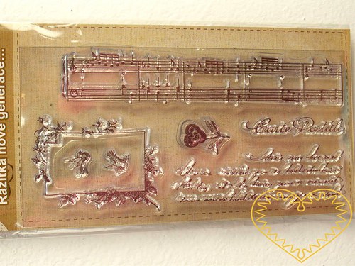 Gelová razítka - noty, ornament, písmo (8 x 14 cm)