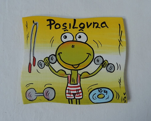 Cedulka na dveře-posilovna-žabka