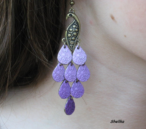 Náušnice ,,PURPLE PEACOCK,, — foto 1