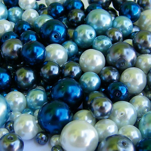 Modro-bílá směs voskovaných perel - 50g — foto 1