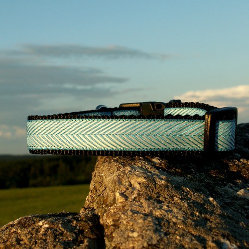 Obojek rybí kost - modrý - 25 - 35 cm — foto 1