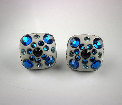 Náušnice s šatony Swarovski modré