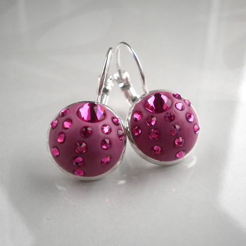 Náušnice růžové s šatony Swarovski