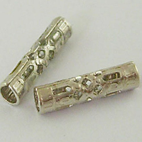 Korálek trubička filigr/ platina/ 13x3mm/ 6ks