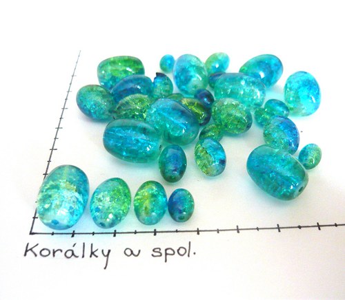 Praskané ovály mix modrá a zelená, 25g — foto 1