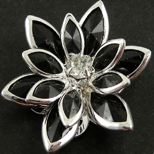 Akrylová kytka astra/ 24x7mm/ černá/ 1ks