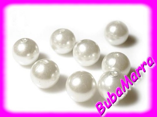 ~ VOSKOVANÉ PERLE SKLO ~ 12mm 5 ks ~ BÍLÁ