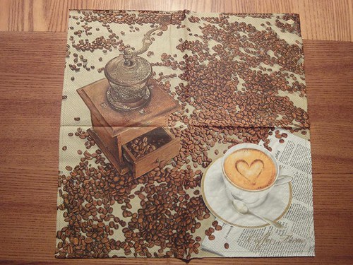 Ubrousek na decoupage - mlýnek na kávu