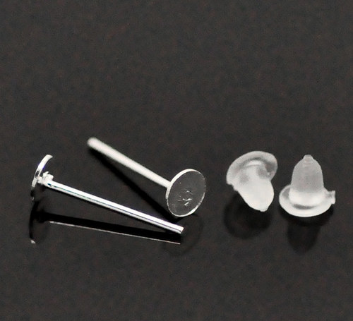 Puzeta s ploškou + zarážka / stříbro/ 4mm/ 10ks