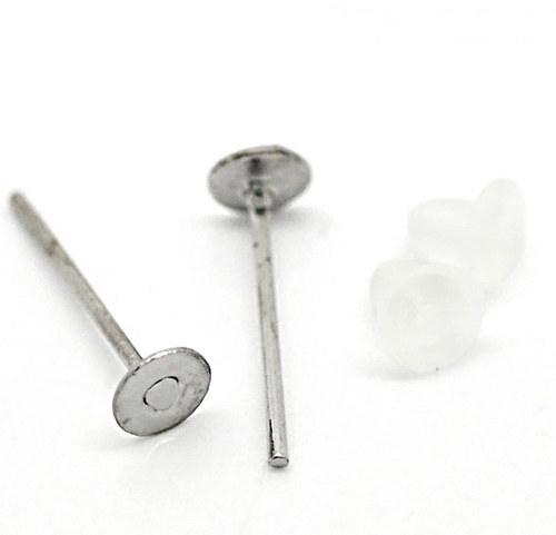 Puzeta s ploškou + zarážka / platina / 4mm/ 10ks