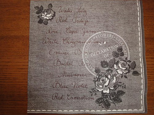 Ubrousek na decoupage - vytlačovaný, popis květin