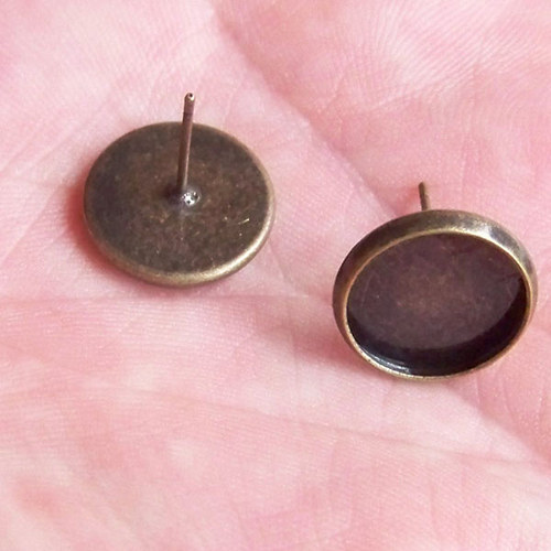Náušnice s lůžkem/ bronz/ 12mm/ 2ks (1pár)