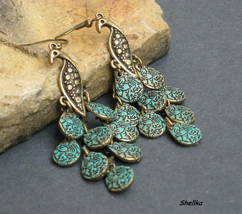 Náušnice ,, PEACOCK,, — foto 1