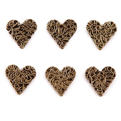 Wire Heart 6ks - Brass - scrapbook — foto 1