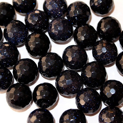 Blue Goldstone kuličky fasetované 12 mm(cena 2 ks)