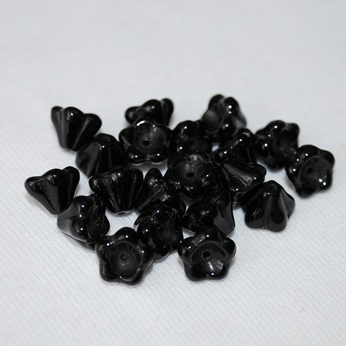 Černé zvonečky lesk 6/8 mm 20 ks