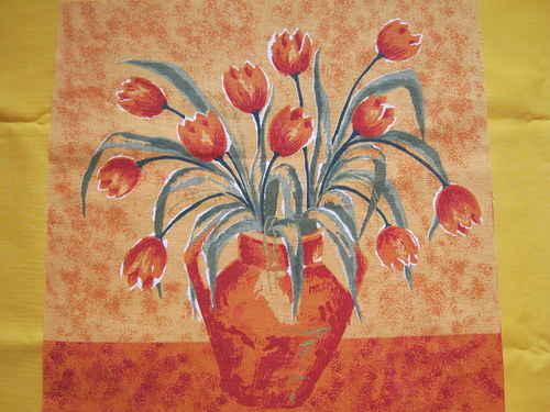Kytice tulipánů - panel látky 30 x 31 cm — foto 1