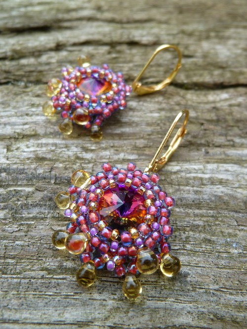 Swarovski rivoli náušničky - "Rainbow bubbles" — foto 1