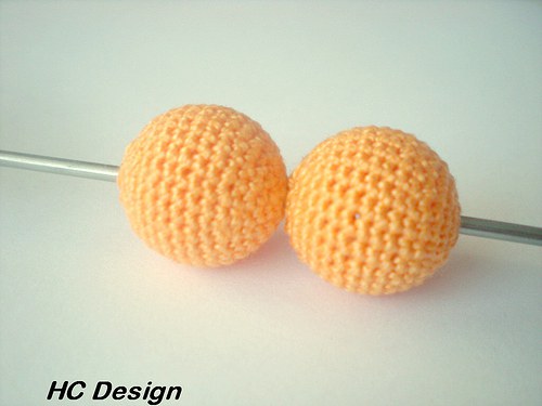 Háčkované kuličky-pár, oranžové-1,8cm — foto 1