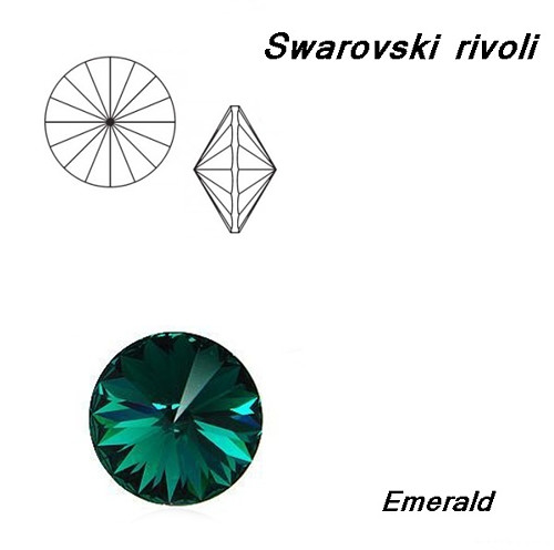 Swarovski rivoli 8mm, EMERALD — foto 1