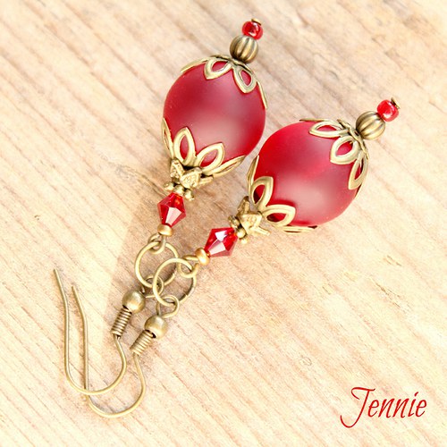 Sandra - Romantické naušnice v barvě rubínu — foto 1