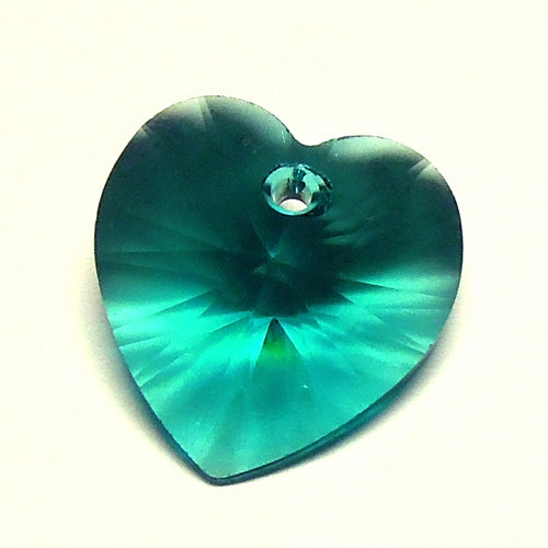 Swarovski srdce - 14,5 mm - zelenomodrá