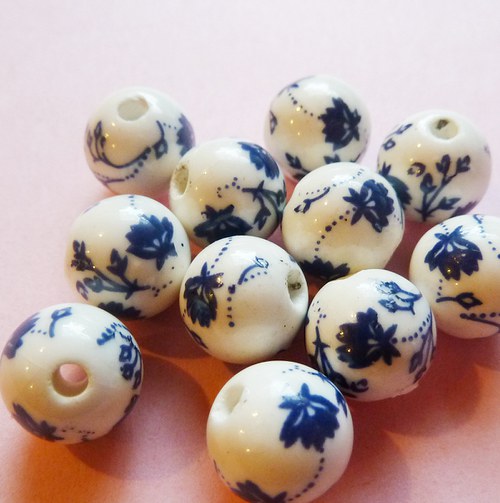 Porcelánové korálky-modrá — foto 1