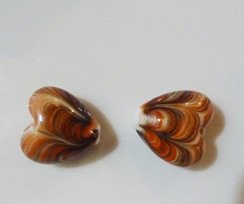 Porcelánová srdíčka - oranžovohnědá — foto 1