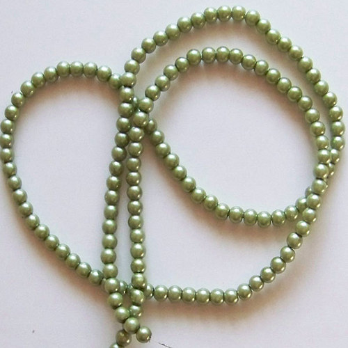 Perly skleněné P/ zelená khaki sv./ 6mm/ 20ks