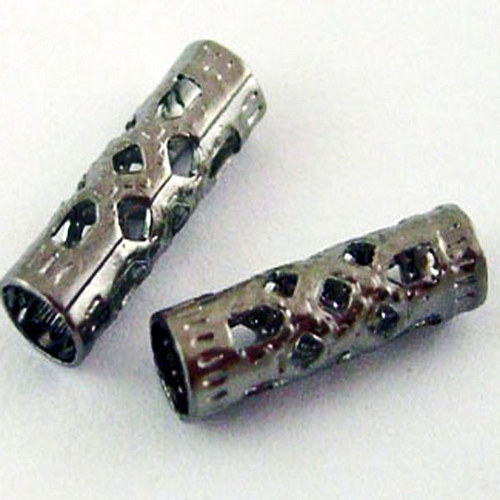Kovová trubička filigrán/ gunmetal/ 12x4mm/ 6ks