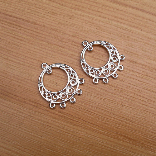 Stříbrná ramínka - 24mm x 20mm - 4 kusy
