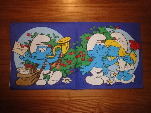 Ubrousek na decoupage - šmoulové