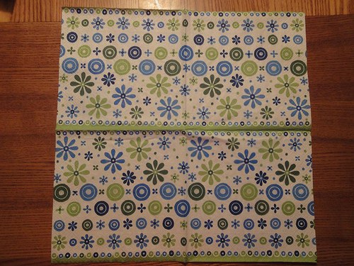 Ubrousek na decoupage - modrozelené tvary