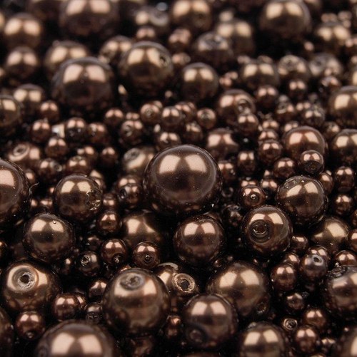 Voskované perly mix - tmavě hnědé, 50g - 38,- Kč