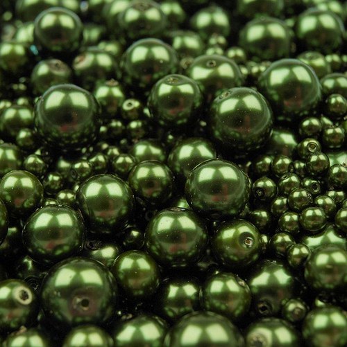 Voskované perly mix - zelené, 50g - 38,- Kč