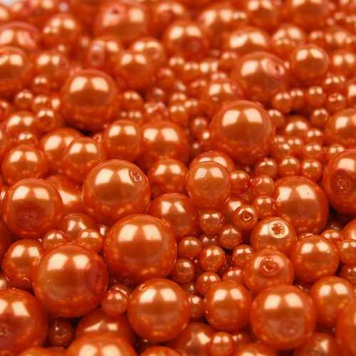Voskované perly mix - oranžové, 50g - 38,- Kč