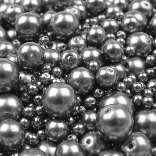 Voskované perly mix - gunmetal, 50g - 38,- Kč