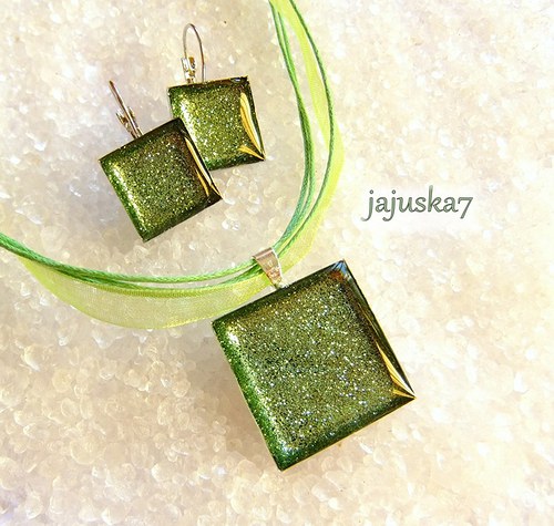 Sparkle SADA čtvercová *ZELENKAVÁ* — foto 1