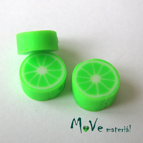 Fimo korálky 10mm, 2kusy, zelený citrus — foto 1