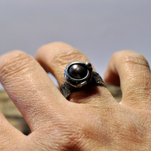 Dark Silver /prsten s perličkou/ — foto 1