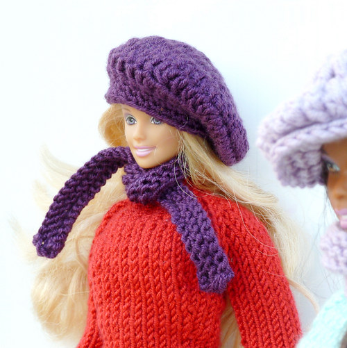 VIOLET baret a šála pro Barbie — foto 1