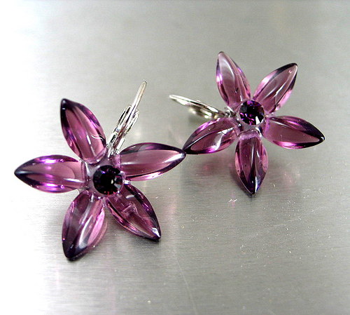 Náušničky : " Violet flowers " — foto 1