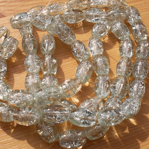 Praskané korálky - oválky 10 x 14 mm