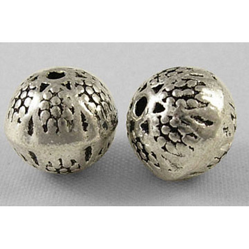 Kovový korálek / ant.stříbro / 9x8mm / 2ks